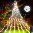 Outdoor Christmas Decorations 317 LED Star Lights Easy Installation & Waterproof Christmas Lights 8 Modes Christmas Tree Lights for Xmas Tree Home Wedding Thanksgiving Party Holiday Wall Garden