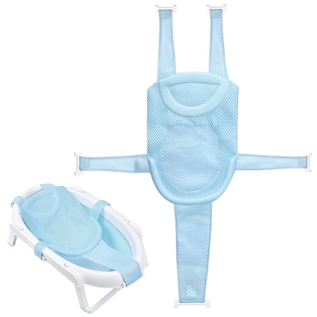 Colorlife Baby Bath Seat Support Net Infant Bathing Seat Support Mat, Adjustable Comfortable Non-Slip Five-Pointed Baby Shower Net Bathtub Sit Up Mesh for Newborn 0-12 Months-Blue(No Bathtub)