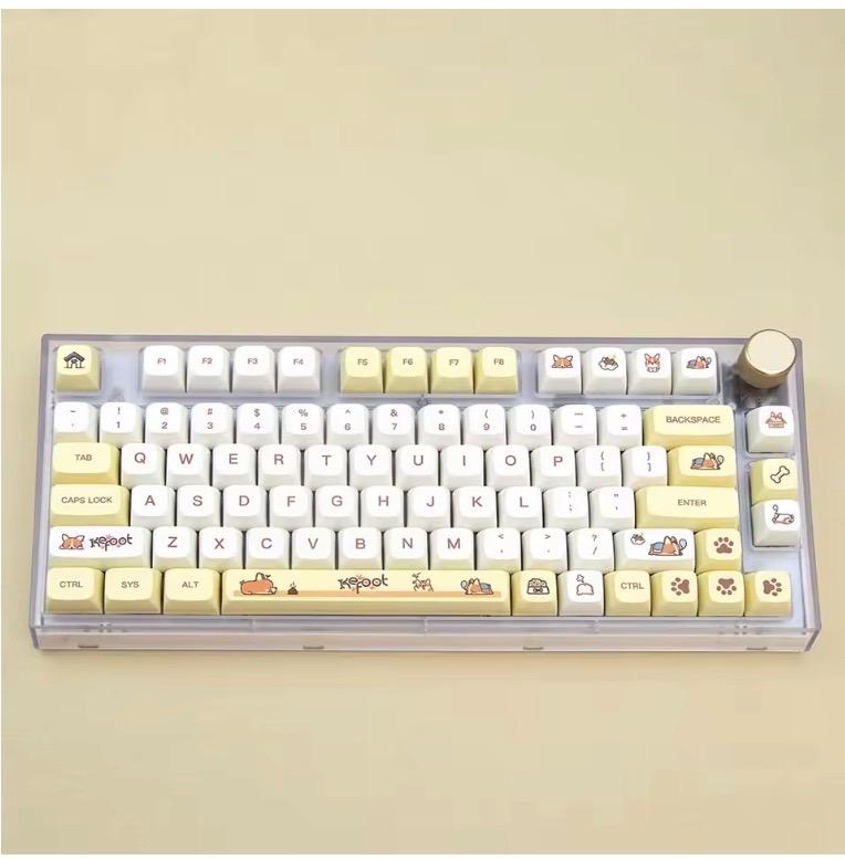 JOLINTAL Cute PBT Keycaps 139Keys, Kawaii Yellow Keycaps XDA Profile, Custom Dye-Sub Keycaps Cartoon Keycaps Set Fit for Cherry MX Mechanical Keyboard (Lovely Clouds)