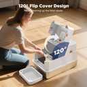 FURTIME Stainless Steel Litter Box with Lid, XL Extra Large Enclosed Cat Litter Box for Big Cats, Metal Cat Box with High Sided Enclosure & Scoop, Front & Top Entry, Odor Free, Anti-Leakage, Silver
