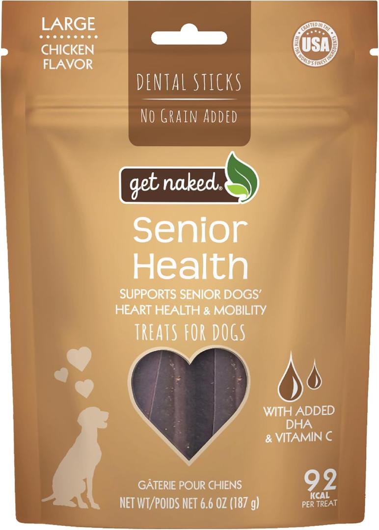 Get Naked Dental Sticks Grain-Free Chicken Flavor Dog Treats, Senior Health Large 6.6-oz Bag (EXP 09/06/27)