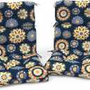 Outdoor High Back Patio Chair Cushions, Fade Resistant & Waterproof Tufted Seat and Back Cushions for Patio Furniture, Patio Chair Cushions 44x22 Inch, Set of 2, Bloom Medallion‌Cobalt, 44"x22"x4"