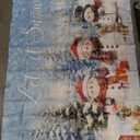 PEKRU 5x3ft Fabric Let It Snow Backdrop Winter Forest Snow Scene Snowman Red Cabin Christmas Party Decoration Background Photo Booth Shooting Props