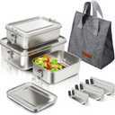 304 Stainless Steel Bento Box 3 Pack Stainless Steel Containers With Lids 81oz/47oz/29oz,Leak-Proof & Stackable Storage Stainless Steel Food Storage Containers for Soup Salad Leftover (2400m+1400ml+850ml)