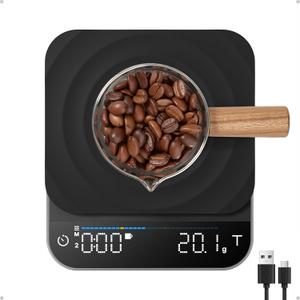 RENPHO Espresso Scale with Timer, Rechargeable Coffee Scale with Flow Rate Indicator, 0.1g Accurate Coffee Been Scale for Pour-Over, Gift for Coffee Lover, Calibarista, 3kg (Dark)