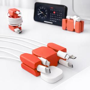 CordBrick Steel Weighted Cord Holder, Cord Wrap, Phone Accessory, Stocking Stuffer for Men, Adults, College Students. Nightstand, Desk Travel Organizer. Silicone. 2pk Coral