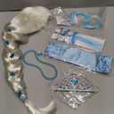 Princess Wig Braid with Tiara Necklace Gloves Princess Dress Up Costume Cosplay Accessories for Kids Girls