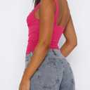 Imily Bela Womens Summer Tank Tops Ruched Double Lined Sleeveless Y2K Going Out Crop Shirts (S)