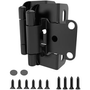 Chibery 20 Pack | 1/2 inch Overlay Semi Partial Wrap Around Cabinet Hinges, Self Closing Face Frame Variable Decorative Replacement, Kitchen Hardware, with Screw & Quiet Bumper (Matte Black)