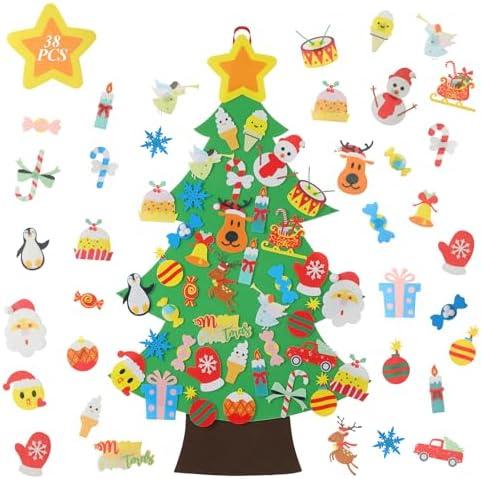 Felt Christmas Tree - 3.1 FT Wall Felt Christmas Tree for Kids with 38 Pcs Ornaments, DIY Xmas Gifts for Christmas Decorations Pack of 2