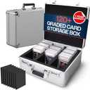 VALUN SLABPRO 120+ 3 ROW Graded Card Storage Box; Durable Sports, PSA Card Storage Box - Organizer Slab for Your Collection - For Baseball, Football, TCG, MTG Cards - Top Loader Design
