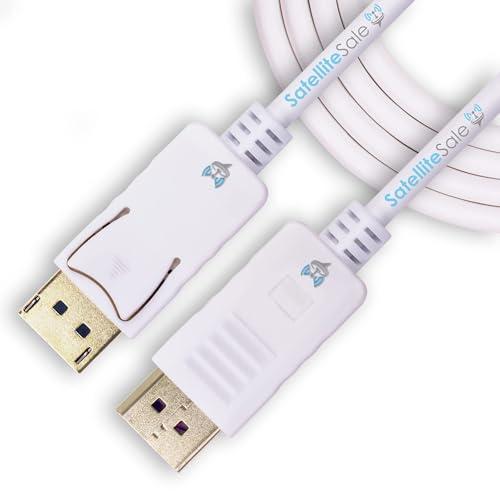 SatelliteSale Uni-Directional DisplayPort to HDMI Cable Male to Male 4K/30Hz 8.64Gbps Universal Wire PVC White Cord 3 feet
