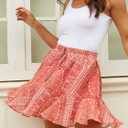 Aoudery Womens Summer Flowy Shorts Casual Boho Floral Skorts Ruffle Mini Skirts Running Tennis Chiffon Butterfly Shorts, XXL