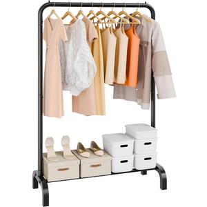 Clothes Rack, Heavy Duty Clothing Garment Rack with Hanging Rod and Bottom Storage Area, Clothing Racks for Bedroom Guest Room