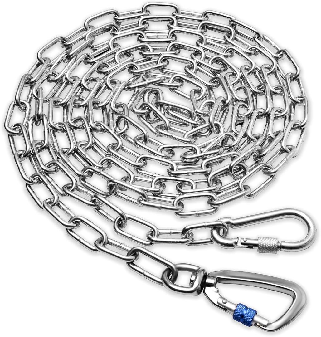 Heavy Duty Dog Chain for Yard-20FT Metal Dog Chain Leash Chew Proof,Long Dog Lead for Outside with Strong Swivel Hook,Outdoor Dog Runner for Camping,Dog Tie Out Cable for Medium Large Dog up to 150LBS
