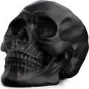 READAEER Resin Skull, Human Head Model for Home Decoration, Halloween Statue, Skull Model for Bookshelf and Desktop (Black)