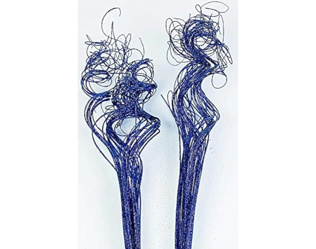 Ting Ting Blue Sparkle Glitter Branches l Vase Filler Wedding Christmas Holiday & Home Decoration 26" Long (2 Bunch)