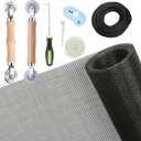 Windows Screen and Screen Door Repair Kit, 48"x118" Charcoal Fiberglass Mesh with Rolling Tool/Hook/Ruler/Cutter/Spline - Window Screen & Sliding Screen Door Replacement for Windows, TOOLTRIZ