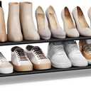SONGMICS 2-Tier Shoe Rack, Shoe Storage for Hallway Closet, Slim and Space-Saving, Metal Frame, Non-Woven Fabric Shelves, Black ULSH052B01