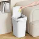 KSSKSS 3 Pack Bathroom Small Trash Can with Lid, 2.6 Gallon Slim Garbage Bin with Pop-Up Lid, 10L Plastic Wastebasket for Bedroom, Office, Kitchen, Toilet (White)