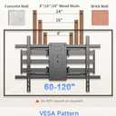 Suptek 60 to 120 Inch Heavy Duty Articulating TV Wall Mount for Flat and Curved Screens, Full Motion Swivel Tilt TV Bracket with Max VESA 900x600mm, Supports Up to 264 lbs, Black