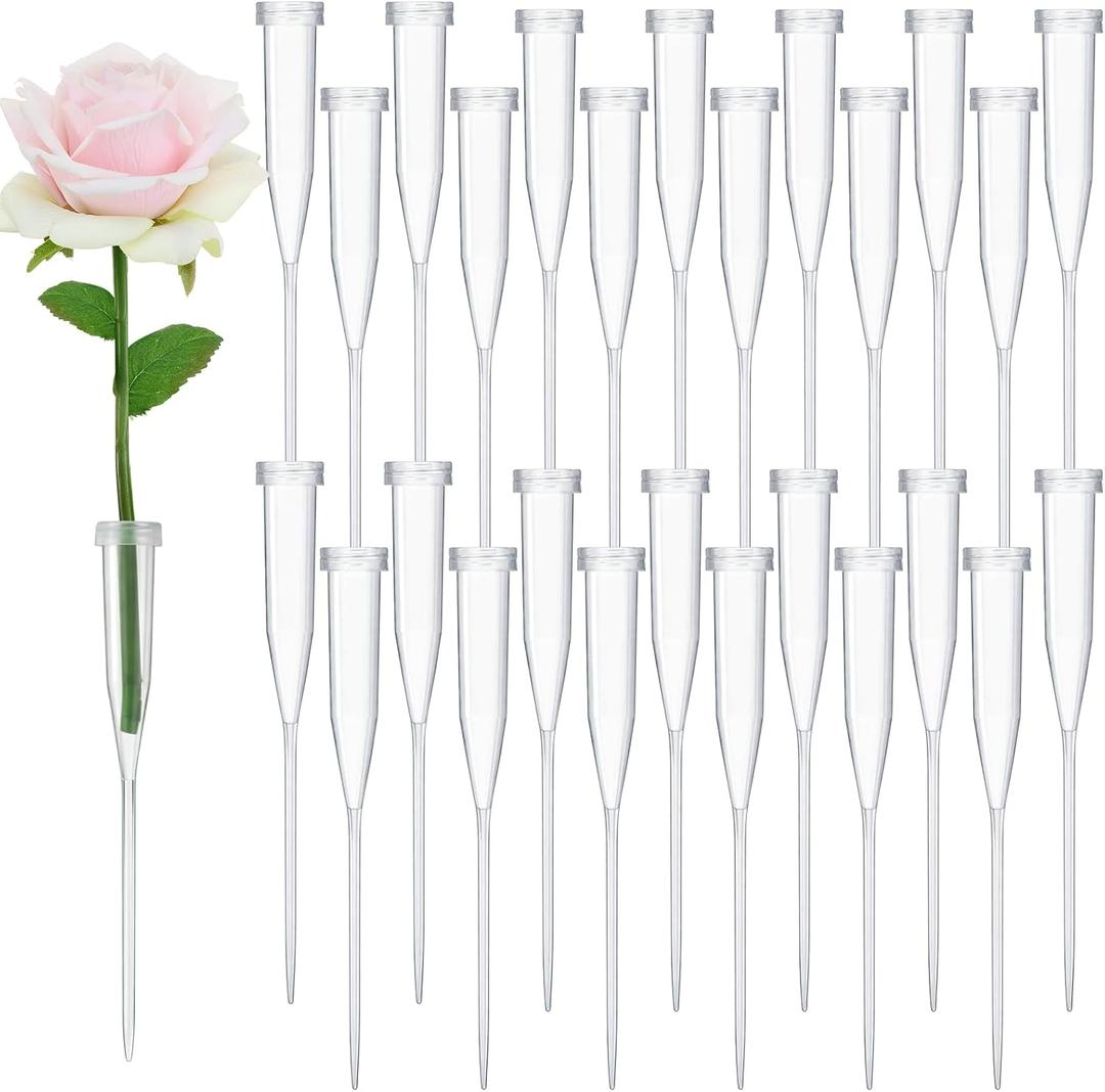 Tessco for you 90 Pcs Floral Water Tubes 6 Inch Floral Tubes Plastic Flower Supplies for Fresh Flowers with Rubber Cap for Flower Stem Arrangements Florist Supplies (Clear)