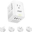 Converter for European Travel, 220v to 110v Voltage Converter with AC Socket, 2 USB C & 2 USB A Ports