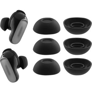 Replacement Silicone Ear Tips for Bose New QuietComfort Ultra Earbuds (2nd Gen) Earbuds, 3 Pairs (Black, Large)