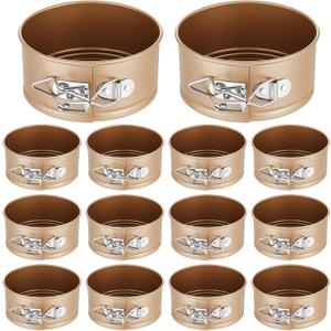 Sunnyray 4 Inch Springform Pan for Baking Mini Cheesecake Pans with Removable Bottom Nonstick Leakproof Round Cake Mold Spring Form Molds for Mini Cheesecake Pizza and Quiches(Gold,12 Pcs) (Main color: gold)