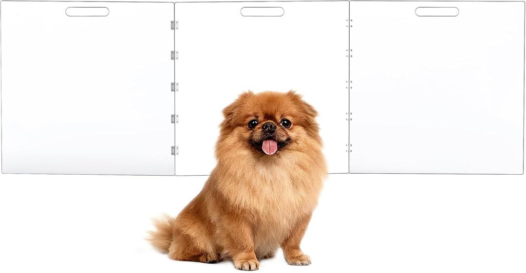 Clear Acrylic Dog Gate, Freestanding Pet Gate for Doorways Indoor, Foldable Acrylic Dog Playpen No Drilling (Clear, 3-Panel)