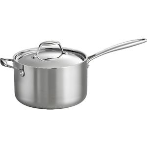 Tramontina Signature Tri-Ply Clad Stainless Steel 4-Quart Sauce Pan with Lid, Induction-Ready, Dishwasher-Safe, NSF-Certified, Made in Brazil