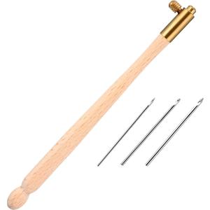 Meekoo Tambour Hook with 3 Needles 70# 90# 100# Tambour Embroidery Kit Tool Crochet Hook Kit Sequin Beads Needle Set for Embroidery Sewing Crafting Handmade Artwork Making Gifts for Protect Hands(1)