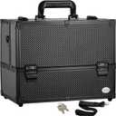 Joligrace Makeup Train Case Professional Adjustable - 6 Trays Cosmetic Cases Makeup Storage Organizer Box with Lock and Compartments 14 Inch Large Black