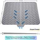 Silicone Drying Mat, 23"X17" With Built-in Drain Lip,Heat-Resistant,Eco-friendly,Hygienic Drying Pad,Leak-Proof and Non-Slip,Silicone Dish Drying Mat for Kitchen Counter or Sink（Gray 23X17）