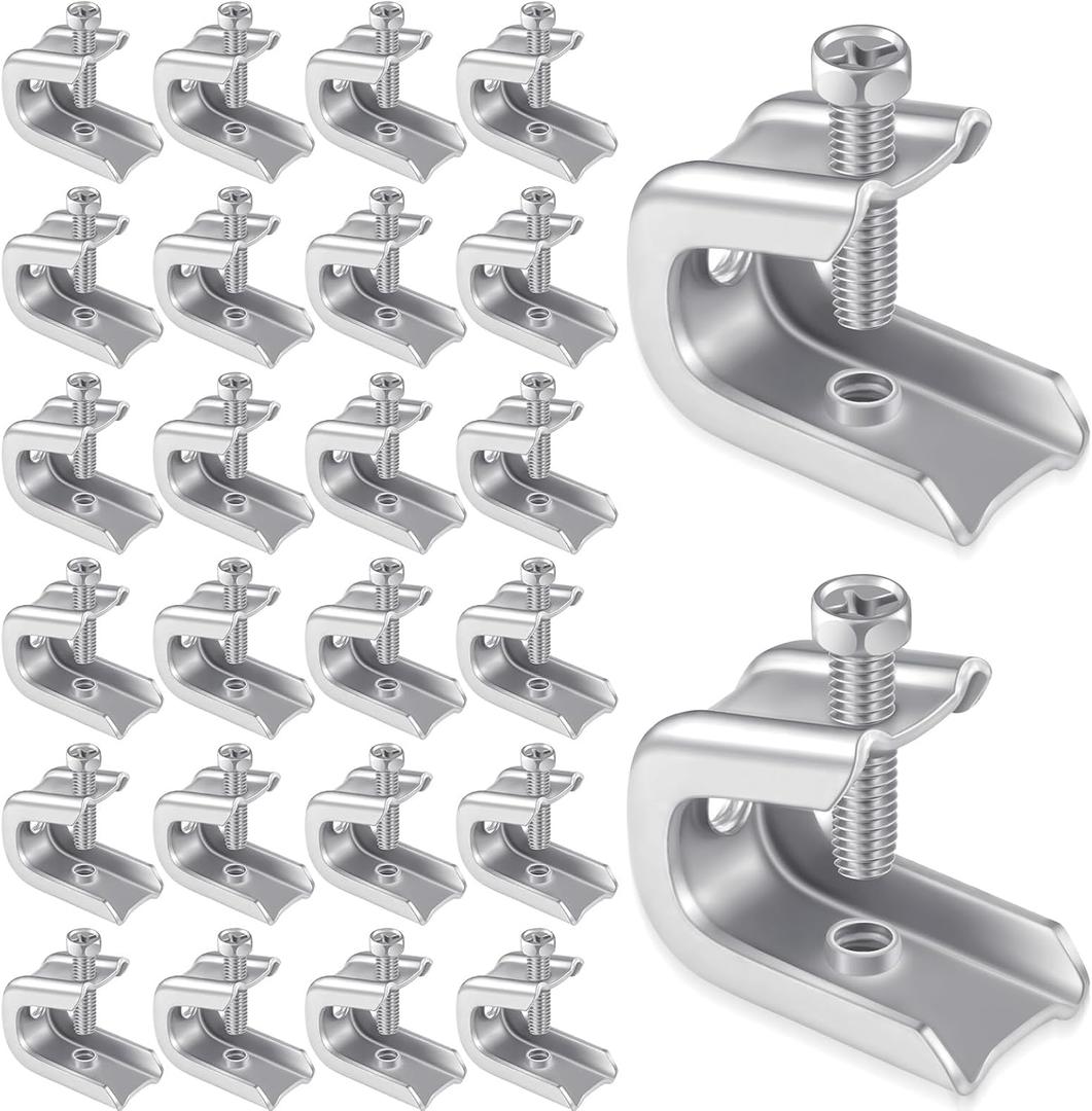 Hicarer 25 Pcs 1/4" x 20 Beam Clamp Heavy Duty Steel, Zinc Plated C-clamp Fastener for I-beams and Strut Channels, Secure Conduit & Pipe Hanging Support
