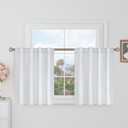 BGment Short Blackout Curtains 30 Inch Length for Small Windows - 34 x 30 inch Curtains Rod Pocket and Back Tab Thermal Insulated Room Darkening Curtains for Kitchen/Cafe, 2 Panels, Greyish White