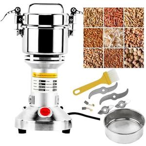 Homend High Speed 300g Electric Grain Mill Grinder Powder Machine Spice Herb Grinder 1300W 70-300 Mesh 28000RPM Stainless Steel Commercial Grade for Kitchen Herb Spice Pepper Coffee (300g)