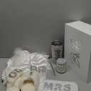 9 Pcs Rhinestone Bridal Shower Gift Set Include Box 20 oz Tumbler Slippers Bride Robe Makeup Bag Scented Candle Blindfold 2 Artificial Rose for Bachelorette Wedding Party Gift