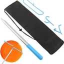 Disc Golf Grabber Tool, Extendable Disc Golf Retriever Pole 16 ft with 3 Different Metal Hooks and Storage Bag for Retrieve Discs from The Trees/Bushes/Water
