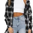 Lacozy Womens Buffalo Plaid Flannel Shirt Long Sleeve Collar Button Down Blouses Tops Size 2XL