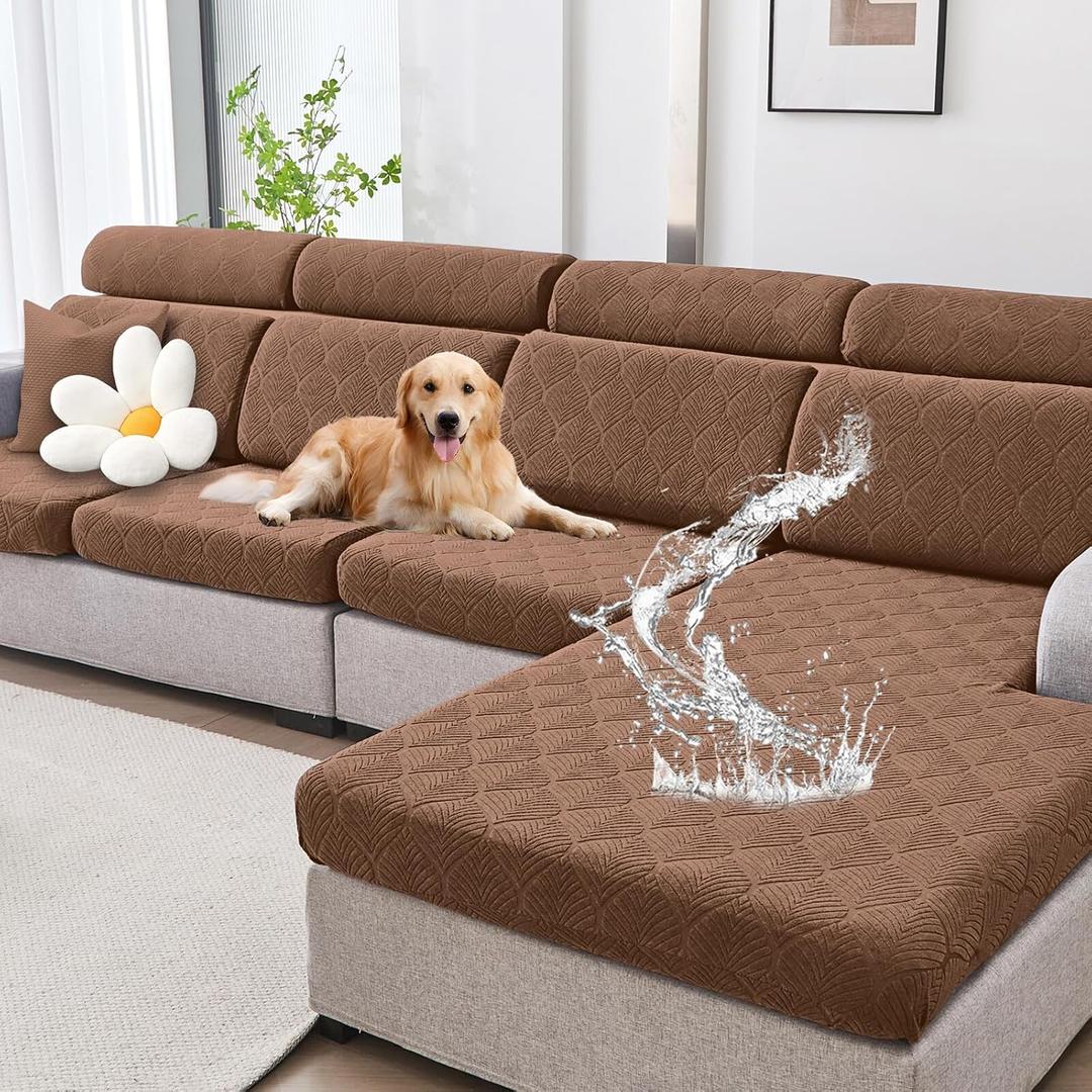 Waterproof Couch Cushion Covers for Pets Washable Sofa Seat Covers | Non Slip,Stretch Jacquard Fabric,Pet Hair & Scratch Protection,Easy Installation,Furniture Protector,Sectional Sofa,1 Piece