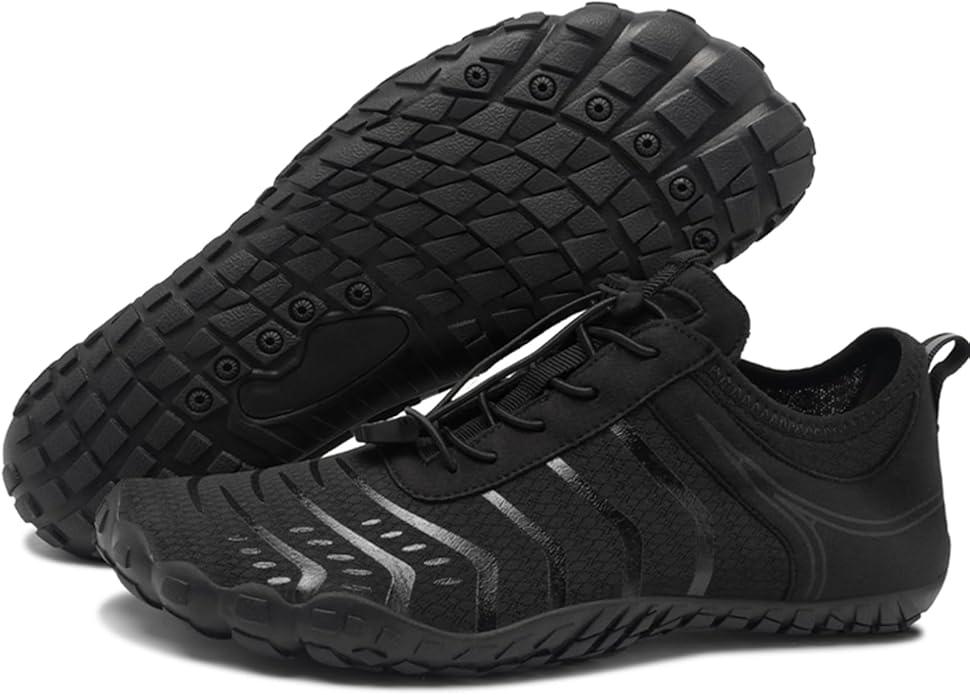 Barefoot Shoes  Mens Footwear for Walking Hiking with Wide Toe Box,Healthy & Non-Slip,Breathable Barefoot Vitality Water Shoes for Beach Pool Swim Outdoor (Unisex), Size 46, Black