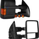AERDM Towing Mirrors Compatible with 1999-2016 Ford F250 F350 F450 F550 Super Duty Amber LED Turn Signal Light Side Mirrors Power Adjustable Heated glass Telescoping Driver Passenger Pair Set Black