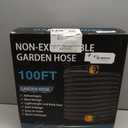 Garden Hose 100FT Non-Expanding, Lightweight Hose With 10-Function Nozzle, Leak-Proof No-Knot, Easy to Carry, Wear-Resistant, Sturdy 3/4GHT Flexible Water Hose for Outdoor (Black with Nozzle)