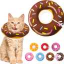 Cat Cone Collar Soft, Adjustable Cat Recovery Collars Spay Cone to Stop Licking, Cute Donut E Collar After Surgery, Wound Healing Elizabethan Collar for Kittens (Donut Brown, Small)