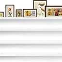Picture Shelves for Wall,Long Floating Ledge Set of 4,Narrow Large Wood Rustic Photo Frames Vinyl Record Storage Display Nursery Kids Bookshelf Decor for Living Room Bedroom Kitchen,47'',White