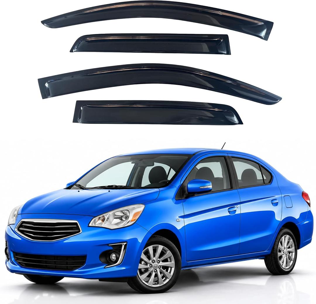 IG Window Visors Fit for 2017-2024 Mitsubishi Mirage G4 Sedan, Out-Channel Rain Guards Vent Wind Deflectors 4PC, Car Accessories for 17-24 Mirage G4 Sedan (Excludes Hatchback)