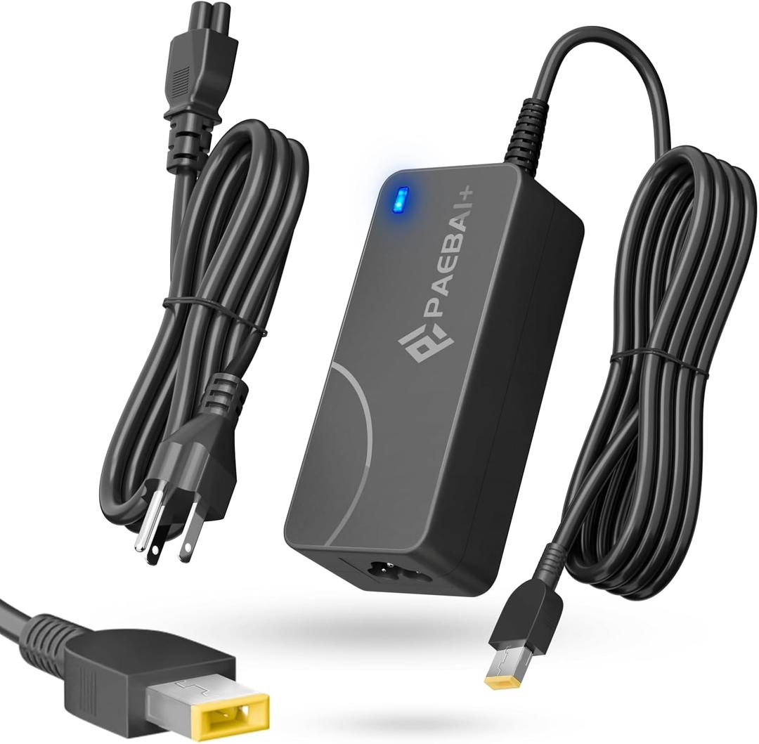 PAEBAI+ 65W 45W Laptop Charger for Lenovo Thinkpad T460 T470 T470S T440 T450S E531, Yoga 2 13 11S/Pro, X1 Carbon 2015/2016 Flex 20V 3.25A Square Tip AC Power Adapter