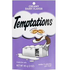 Temptations Classic Crunchy and Soft Cat Treats, Creamy Dairy Flavor, 3 oz. Pouch (Pack of 10)