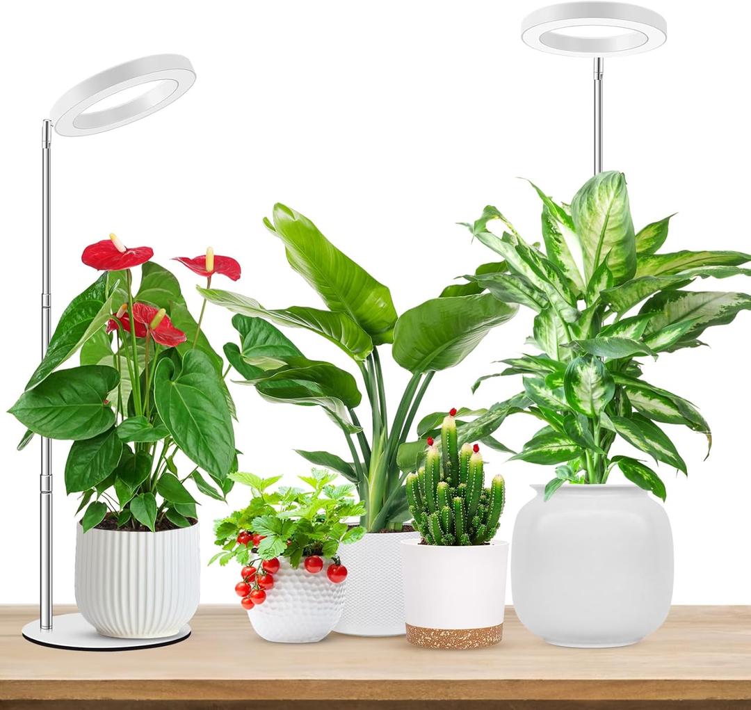 Aokrean Grow Lights for Indoor Plants, Full Spectrum Plant Lights for Indoor Growing, 9.8"-37.4" Height Adjustable Desk Grow Lamp with Auto Timer 6/12/16Hrs, 3 Optional Spectrums, 5 Brightness,2 Pack